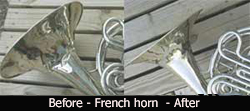 French Horn Bell, before and after